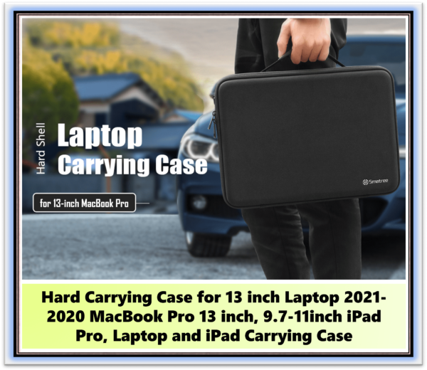 13inch Hard Laptop Bag for MacBook pro 13 inch, 13inch MacBook Air Case, 13inch Laptop Caring Case with 9.7-12inch iPad Pro, Laptop and Tablet Shoulder Bag(Specially Fit UK/EU Power Plug)