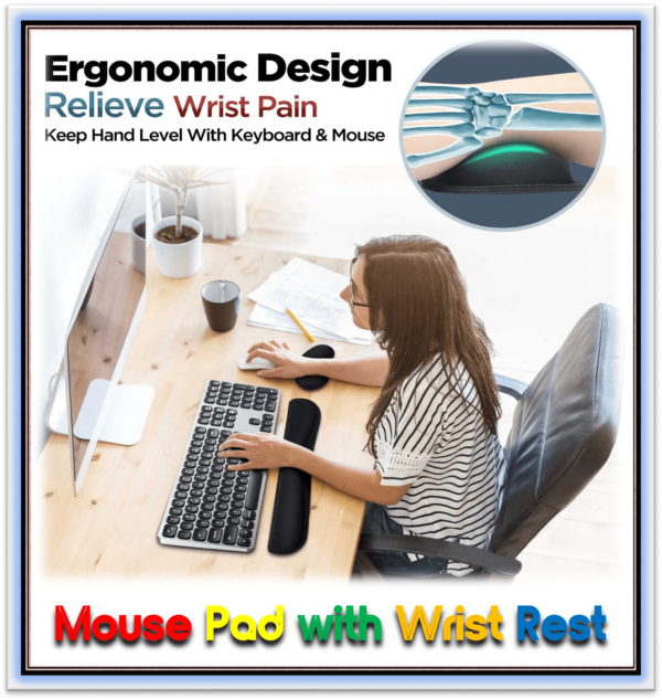 Mouse Pad with  Wrist Rest Non-Slip Base Wrist Rest Pad Ergonomic Mousepad for Typist Office Gaming PC Laptop