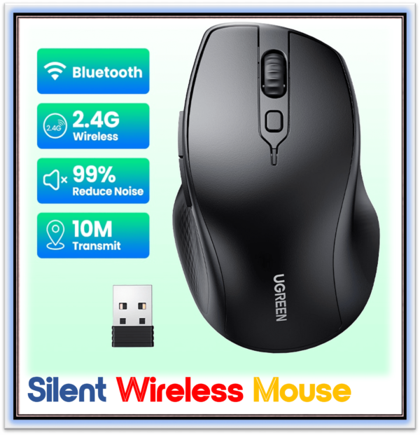 "Wireless Mouse Bluetooth 5.0 Ergonomic 4000 DPI 6 Mute Buttons  For MacBook Computer Tablet Laptop PC 2.4G Wireless Mice"