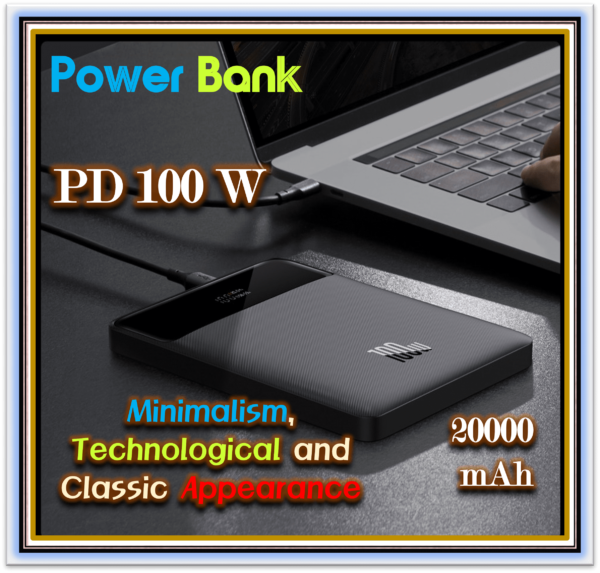 100W Power Bank 20000mAh Type C PD Fast Charging Power bank Portable External Battery USB Quick Charge For MacBook Laptop