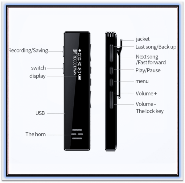 16gb Digital Voice Recorder Audio Recorder Intelligent Noise Reduction Three-Segment Sensitive Microphone Recorder .. NEW - Image 2