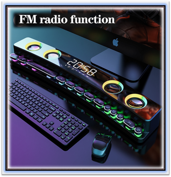 Wireless Game Bluetooth Speaker soundbar Computer Loudspeaker USB 3D Stereo Home Clock Indoor Sound Bar Subwoofer AUX FM 3600mAh - Image 2