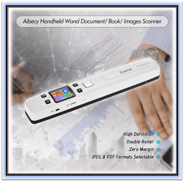 Wi-Fi Portable Scanner HD LCD Display Handheld Document Scanner A4 Size 1050DPI Support JEPG or PDF Color: Black with Wifi - Image 2