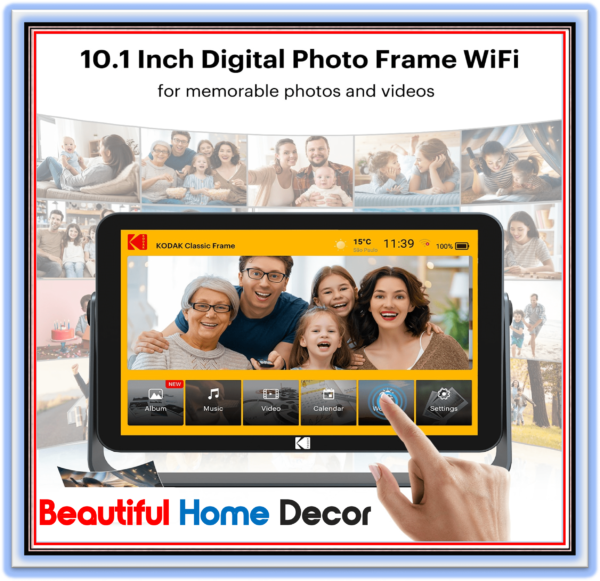 Kodak 10 Inch Wi-Fi Digital Picture Frame, Built-in Battery, Touch Screen with 32GB Storage, Wi-Fi Enabled with 1200*1920 FHD Photo Display and Music/Video Support - Image 2