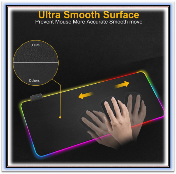 RGB Mousepad Gaming Mouse Pad XXL Large Mouse Pad Gamer LED Big Mouse Mat Computer Carpet with Backlight Mouse keyboard Desk Mat   LED 400 x 900 mm - Image 3