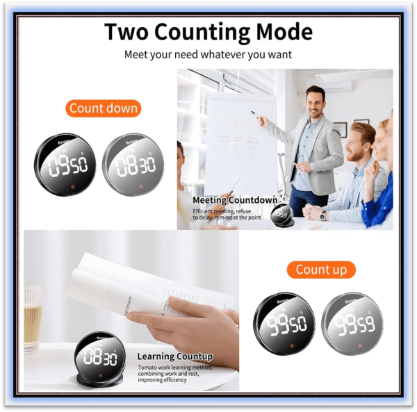 "LED Digital Timer Rotation Countdown Timer Pro Magnetic   Count Timer with 3-Level Volume Adjustable Large Led Display  Perfect for Cooking, Sleeping, Outdoor Sports and Work, Make Works and Rest Time More Efficient. " - Image 4