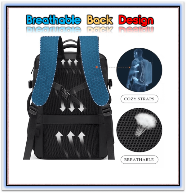 Travel Backpack Men Business Backpack School Expandable USB Bag Large Capacity 17.3 Laptop Waterproof Fashion Backpack Black 45L - Image 5
