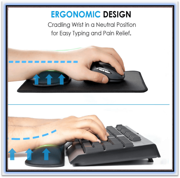 Mouse Pad with  Wrist Rest Non-Slip Base Wrist Rest Pad Ergonomic Mousepad for Typist Office Gaming PC Laptop - Image 6