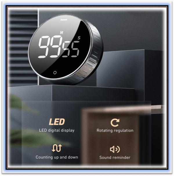 "LED Digital Timer Rotation Countdown Timer Pro Magnetic   Count Timer with 3-Level Volume Adjustable Large Led Display  Perfect for Cooking, Sleeping, Outdoor Sports and Work, Make Works and Rest Time More Efficient. " - Image 6