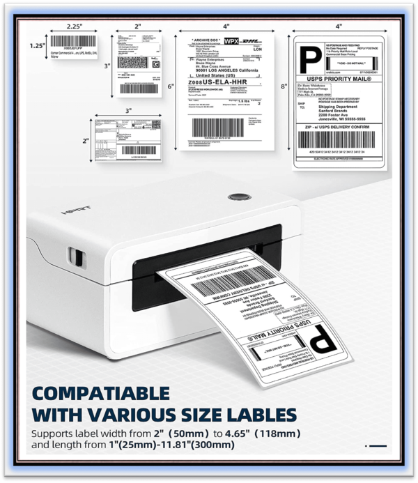 HPRT Desktop Thermal Label Printer Thermal Barcode Printer for ShippingHPRT Desktop Thermal Label Printer Thermal Barcode Printer for Shipping Express Label Printing Support Computer Mac OS/Windows color: N41 - Image 6