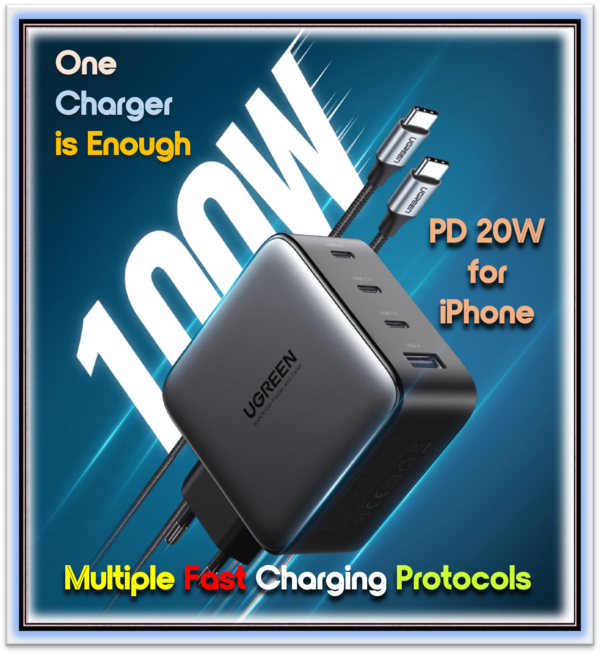 USB Charger 100W Gan Charger for MacBook tablet Fast Charging for iPhone Xiaomi USB Type C PD Charge for iPhone 14 13 12 - Image 6