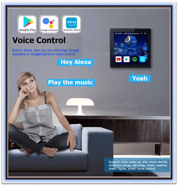 Smart Home Theater Audio Wi-Fi Bluetooth Wall Amplifier Android 10.0 System Voice Control PA System Ceiling Speaker for Room Home White amp- 4CR310 - Image 6