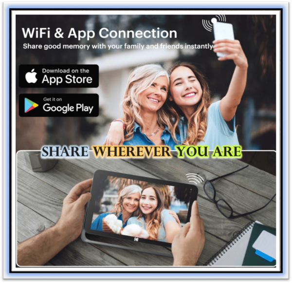 Kodak 10 Inch Wi-Fi Digital Picture Frame, Built-in Battery, Touch Screen with 32GB Storage, Wi-Fi Enabled with 1200*1920 FHD Photo Display and Music/Video Support - Image 6
