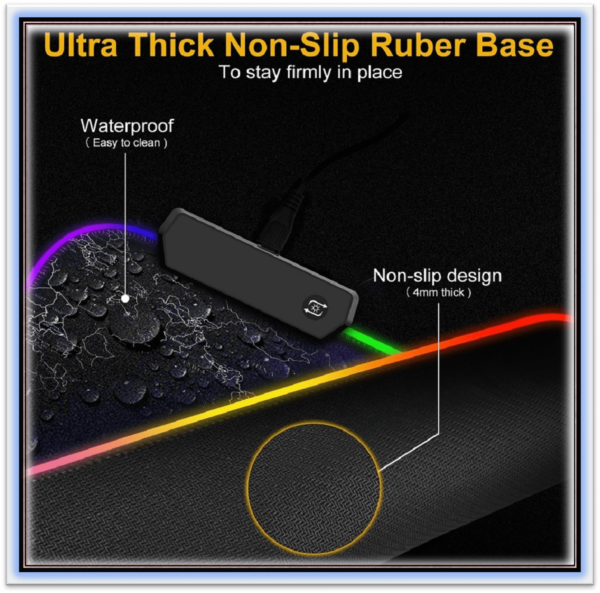 RGB Mousepad Gaming Mouse Pad XXL Large Mouse Pad Gamer LED Big Mouse Mat Computer Carpet with Backlight Mouse keyboard Desk Mat   LED 400 x 900 mm - Image 7
