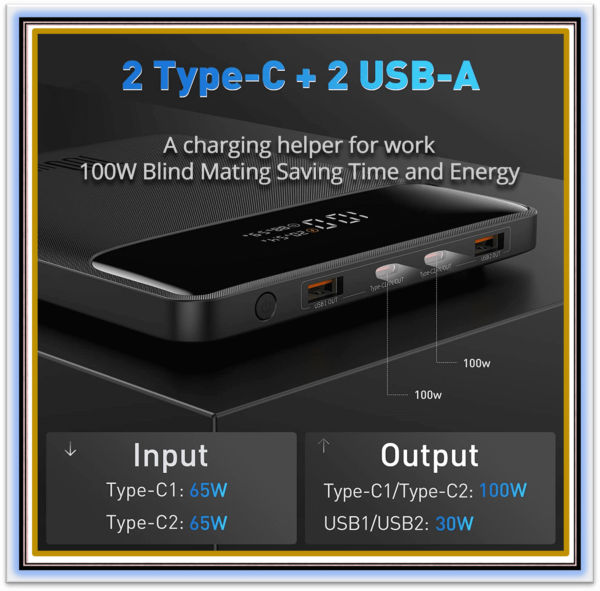 100W Power Bank 20000mAh Type C PD Fast Charging Power bank Portable External Battery USB Quick Charge For MacBook Laptop - Image 7