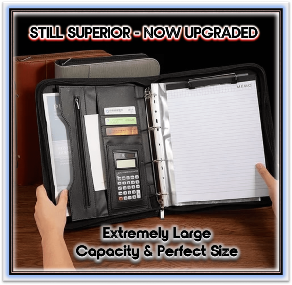 A4 Multifunctional Power Notebook Wireless Charging Portfolio Zipper Binder Business Padfolio Organizer Calculator Office Supply  black Color: with charging - Image 7