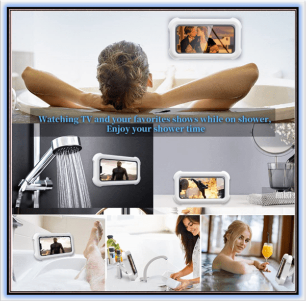 Waterproof Shower Phone Holder with 360° Rotation, Angle Adjustable, Wall Mounted Phone Holder for Bathroom Mirror Bathtub Kitchen, Up to 6.8 Inch - Image 7