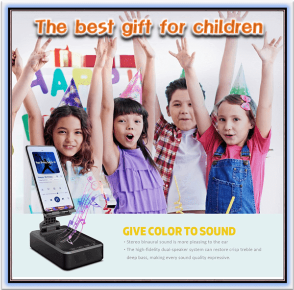 Immersive Surround Sound Wireless Bluetooth Speaker with Adjustable Phone Stand and Convenient Charging Station - Image 5