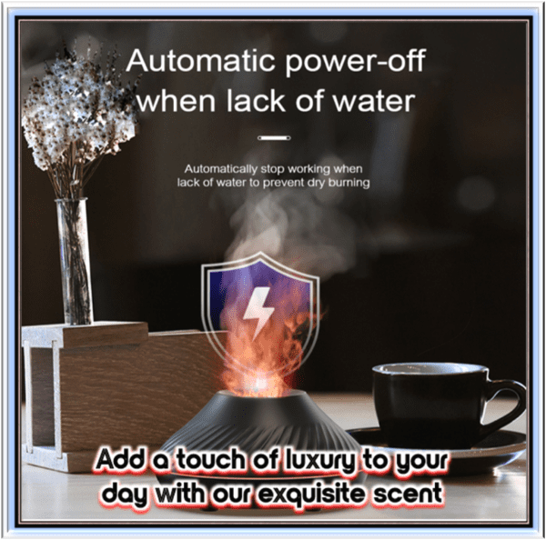 Kinscoter Volcanic Aroma Diffuser Essential Oil Lamp 130ml USB Portable Air Humidifier with Color Flame Night Light - Image 3