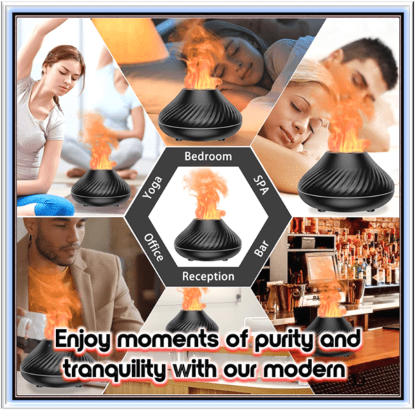 Kinscoter Volcanic Aroma Diffuser Essential Oil Lamp 130ml USB Portable Air Humidifier with Color Flame Night Light - Image 4