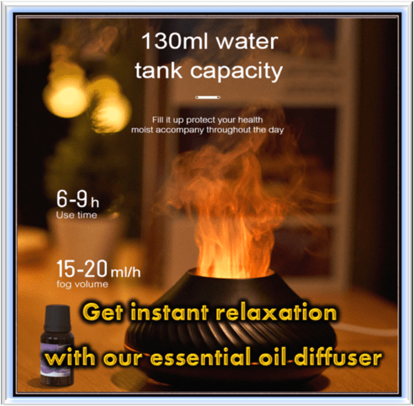 Kinscoter Volcanic Aroma Diffuser Essential Oil Lamp 130ml USB Portable Air Humidifier with Color Flame Night Light - Image 7